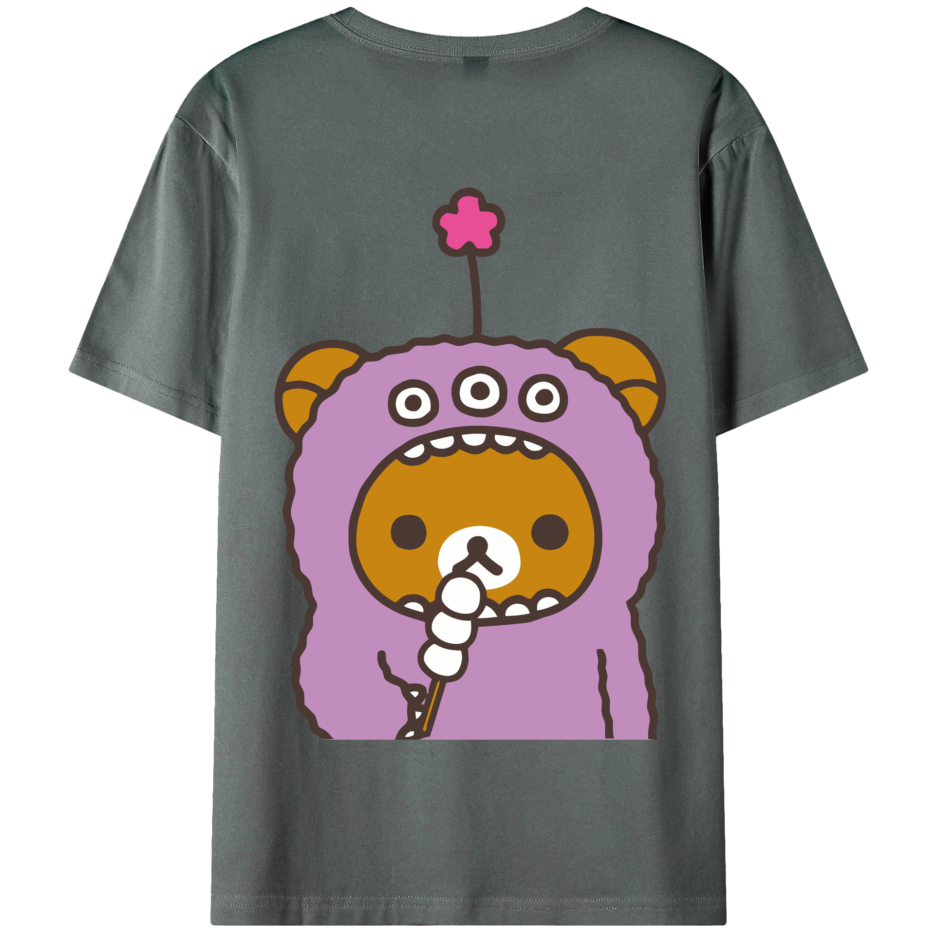 （画像用） リラックマ リラックマ キイロイトリ Rilakkuma Korilakkuma Kiiroitori 綿100％半袖Tシャツ（背面プリント）